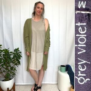 Made In Italy Lightweight Lux Cotton Blend Lagenlook Shift Dress Scoop Hem Sz: M